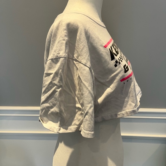 Kendall & Kylie crop t-shirt, size small, black/white/pink - Picture 2 of 5